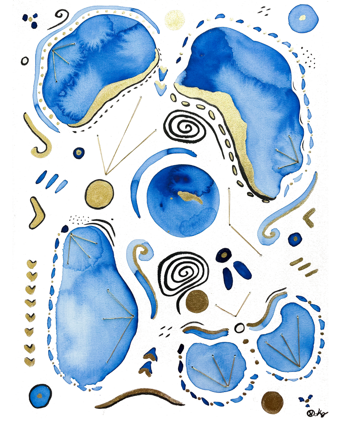 Sunny Seas Abstract Embellished Fine Art Print - Signed By The Artist