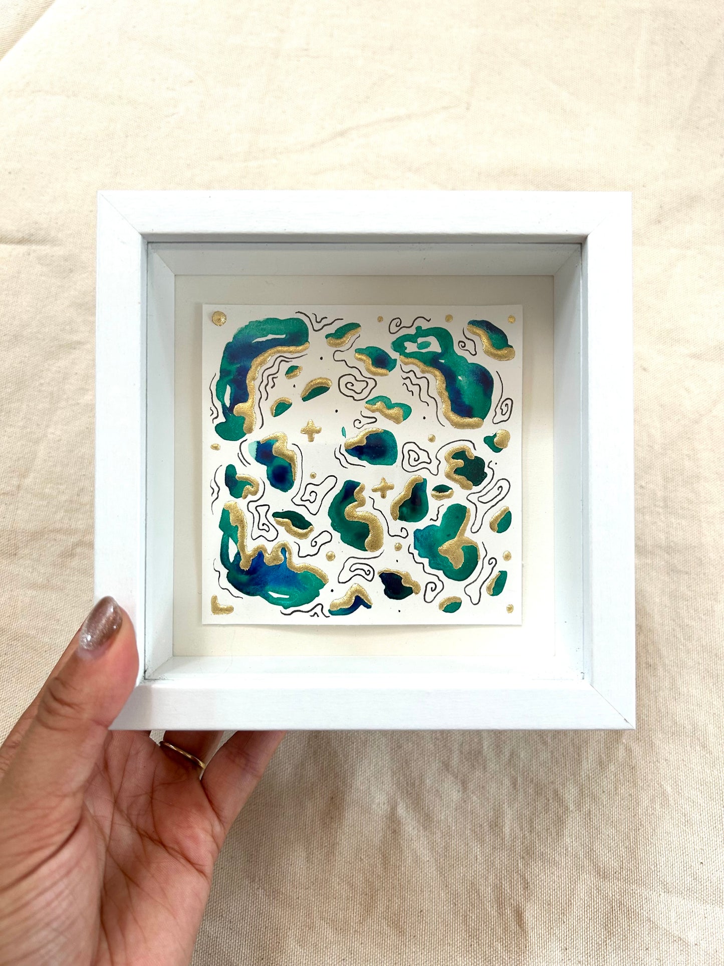 Map Fragment - Original Framed 4x4 Painting