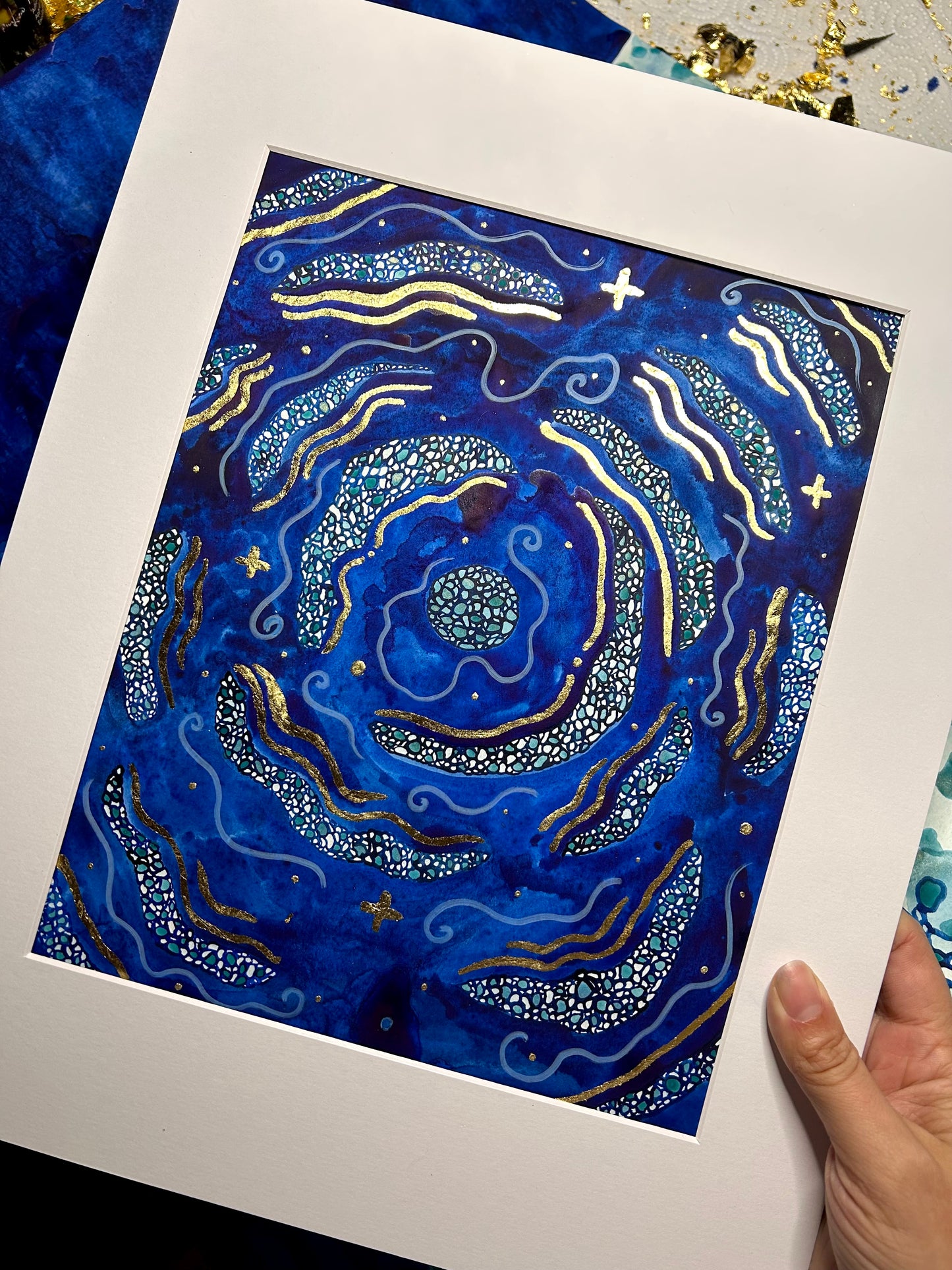 ‘Symbiotic Orbit’ - Original 8x10 Painting - Matted in White to 11x14