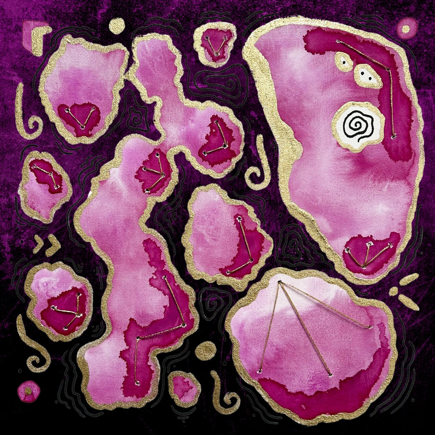 Ltd Edition Archaea (Dark) Abstract Embellished Art Print - Signed By the Artist