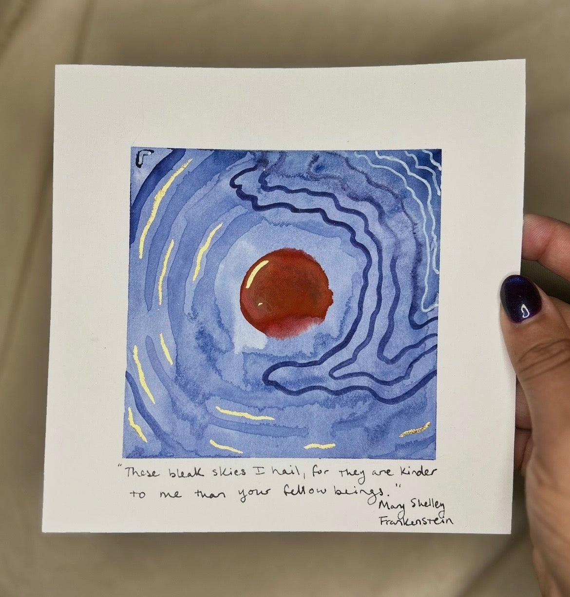 Frankenstein Quote - Literary Map Painting - 6x6 Original Painting