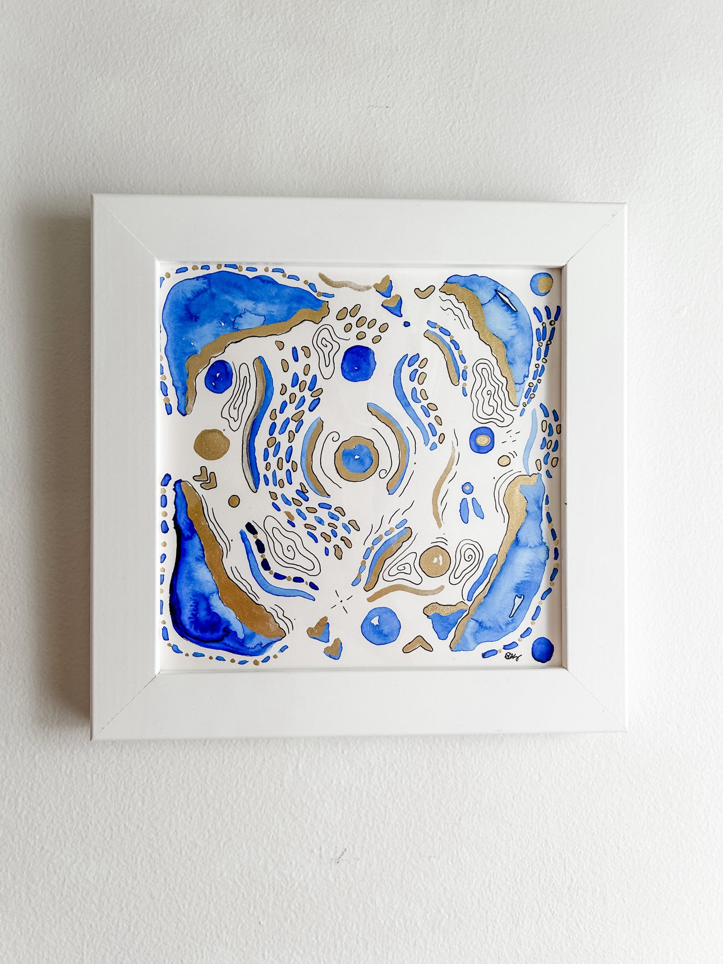 Sunny Seas No.2, 8x8 Original Painting Framed in White