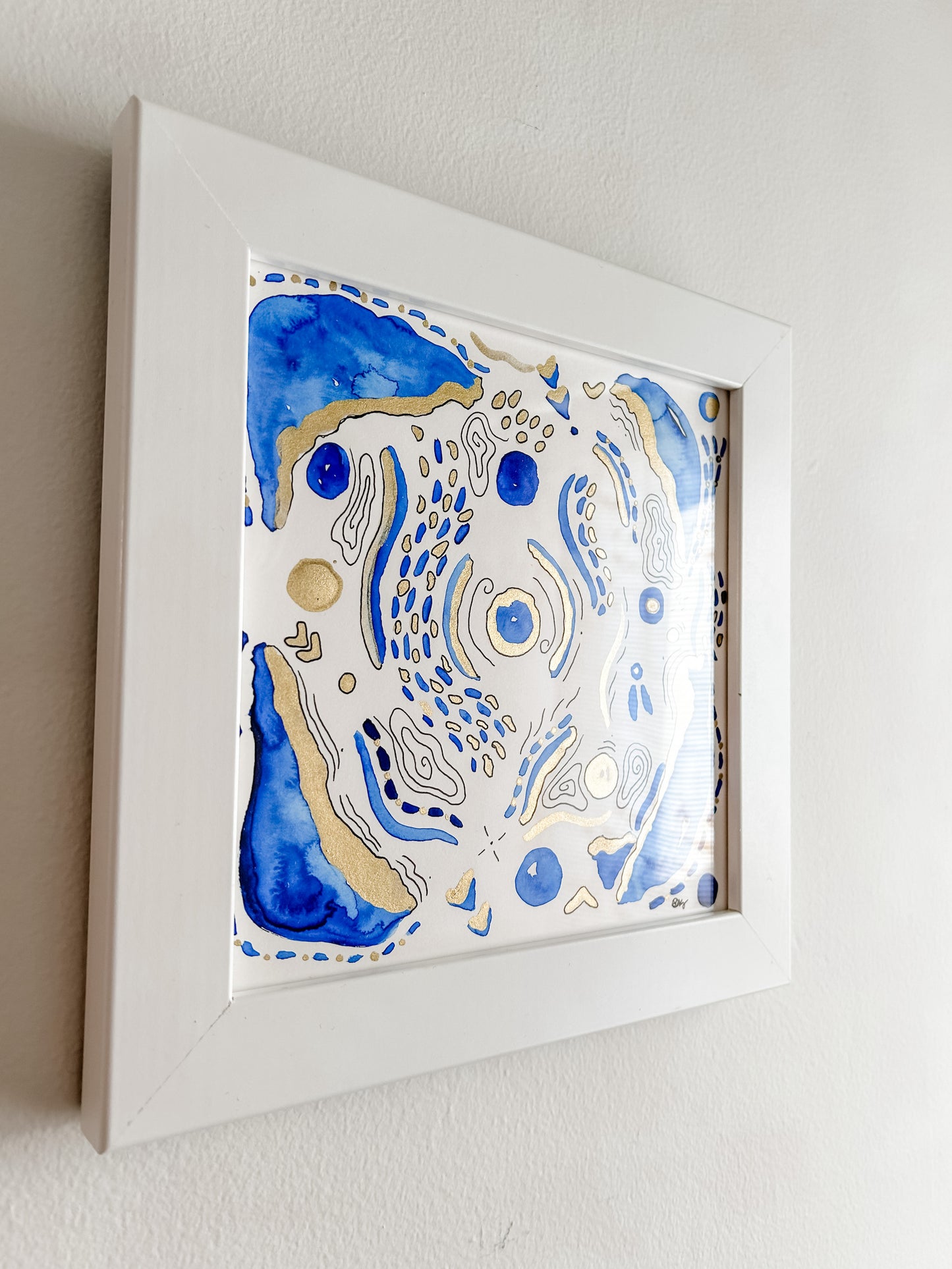 Sunny Seas No.2, 8x8 Original Painting Framed in White