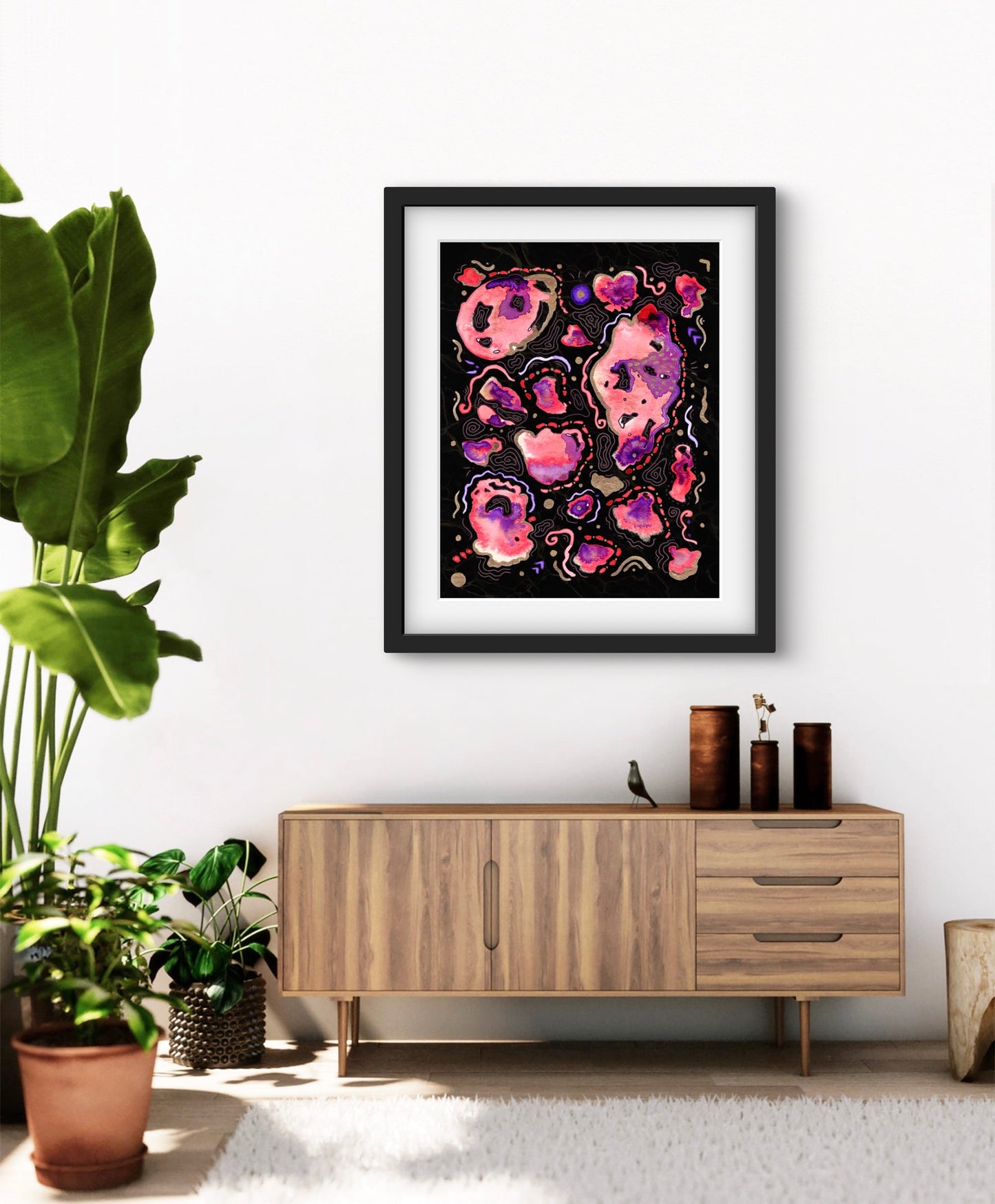 Ltd Edition Mind on Fire (Dark) Abstract Embellished Art Print - Signed By the Artist