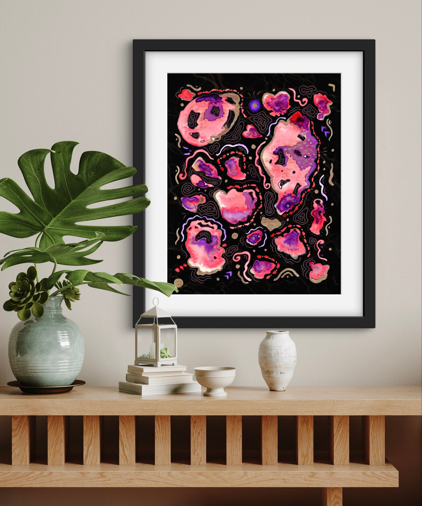 Ltd Edition Mind on Fire (Dark) Abstract Embellished Art Print - Signed By the Artist