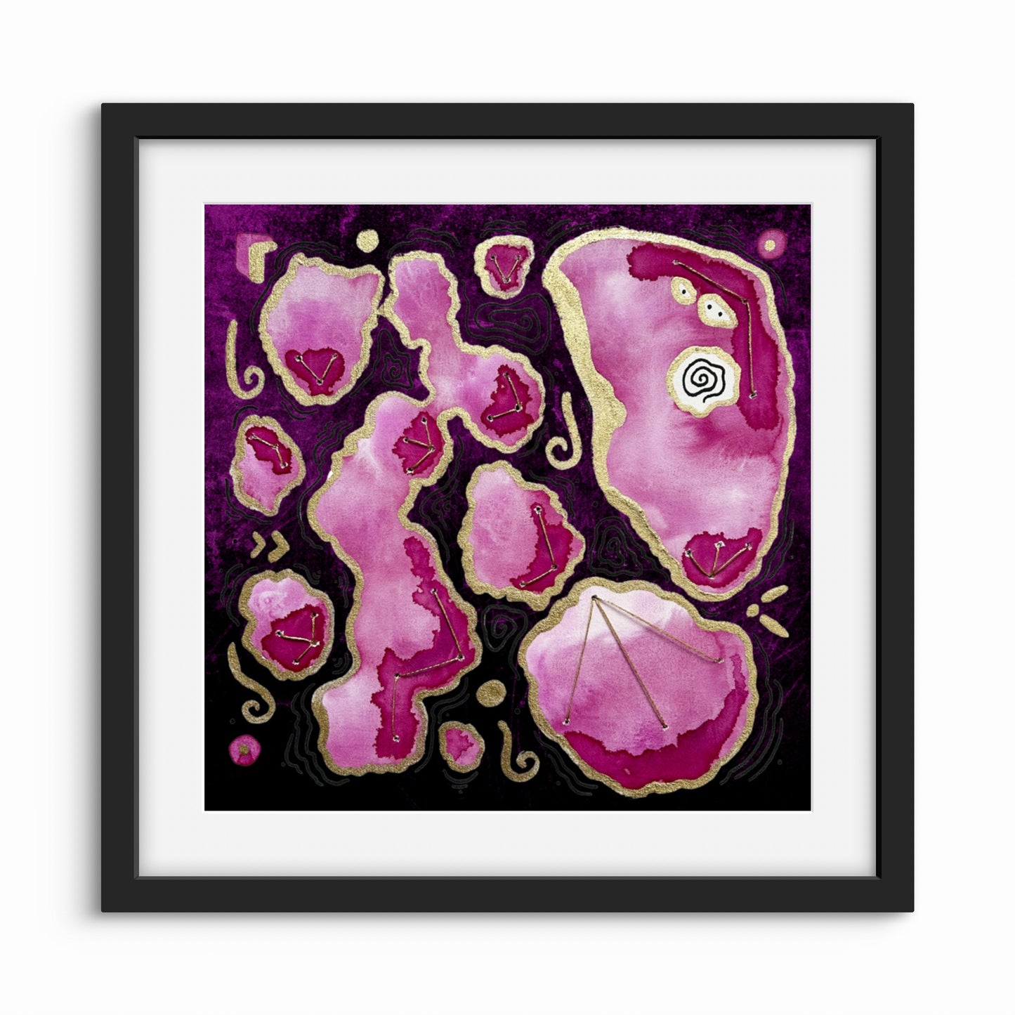 Ltd Edition Archaea (Dark) Abstract Embellished Art Print - Signed By the Artist