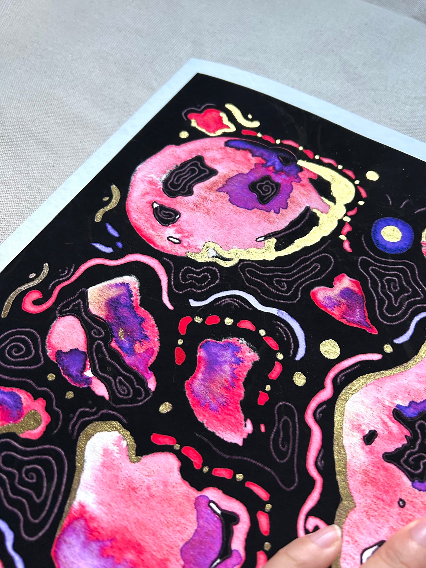 Ltd Edition Mind on Fire (Dark) Abstract Embellished Art Print - Signed By the Artist