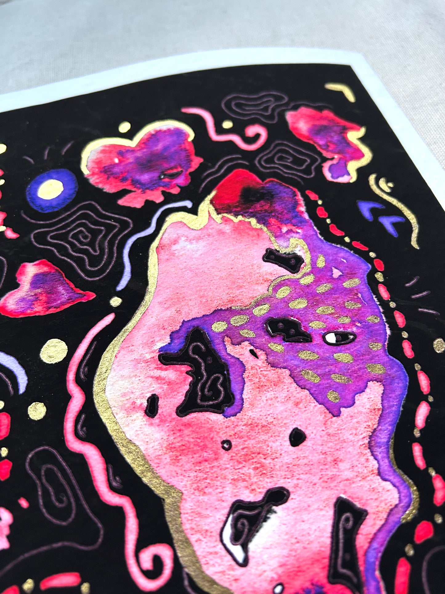 Ltd Edition Mind on Fire (Dark) Abstract Embellished Art Print - Signed By the Artist