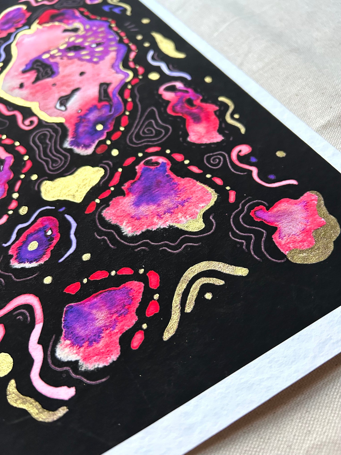 Ltd Edition Mind on Fire (Dark) Abstract Embellished Art Print - Signed By the Artist