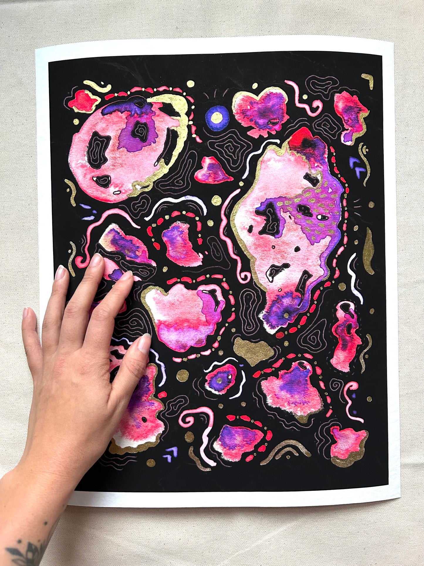 Ltd Edition Mind on Fire (Dark) Abstract Embellished Art Print - Signed By the Artist