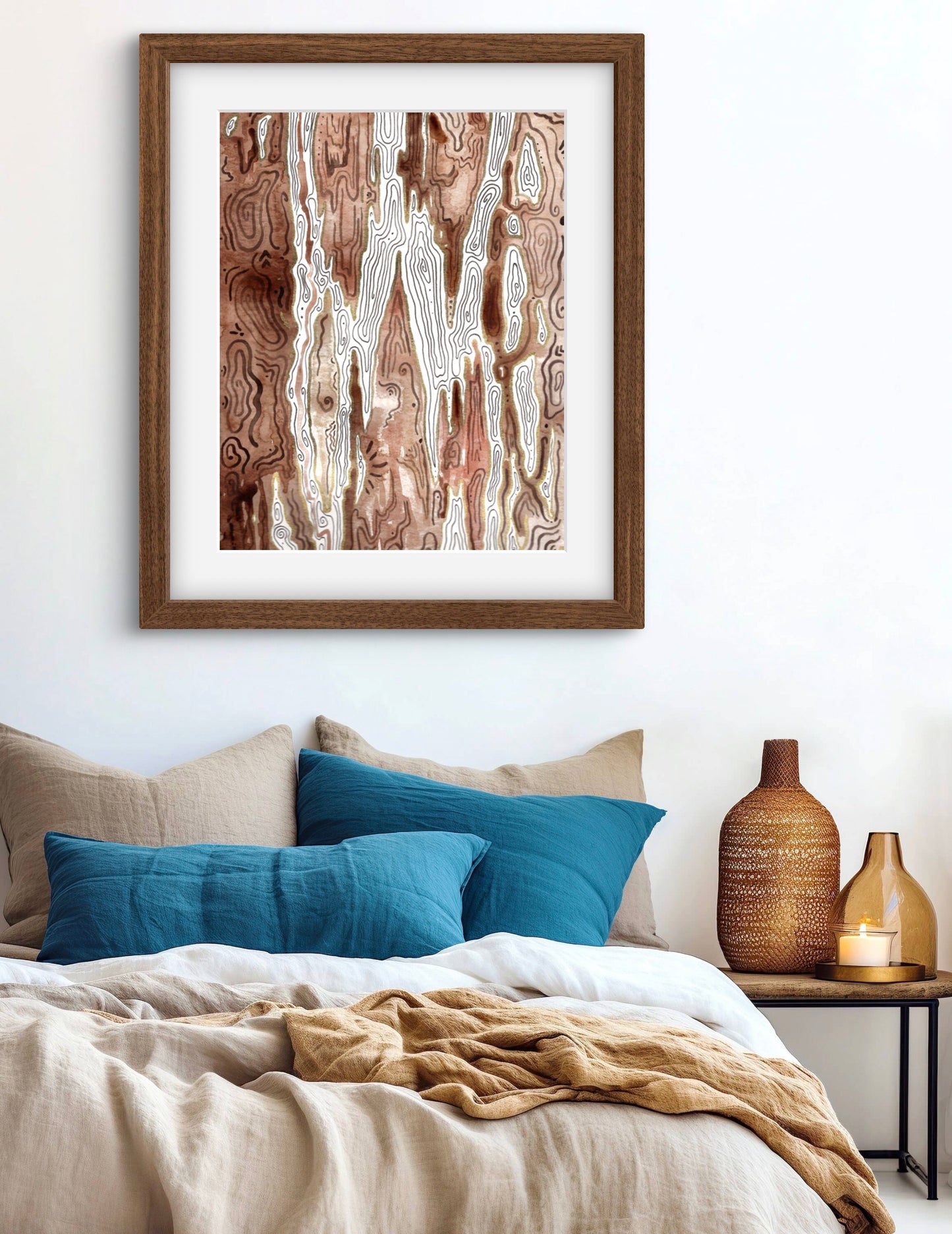 'Birch Map' Limited Edition Embellished Fine Art Print - Signed by the Artist