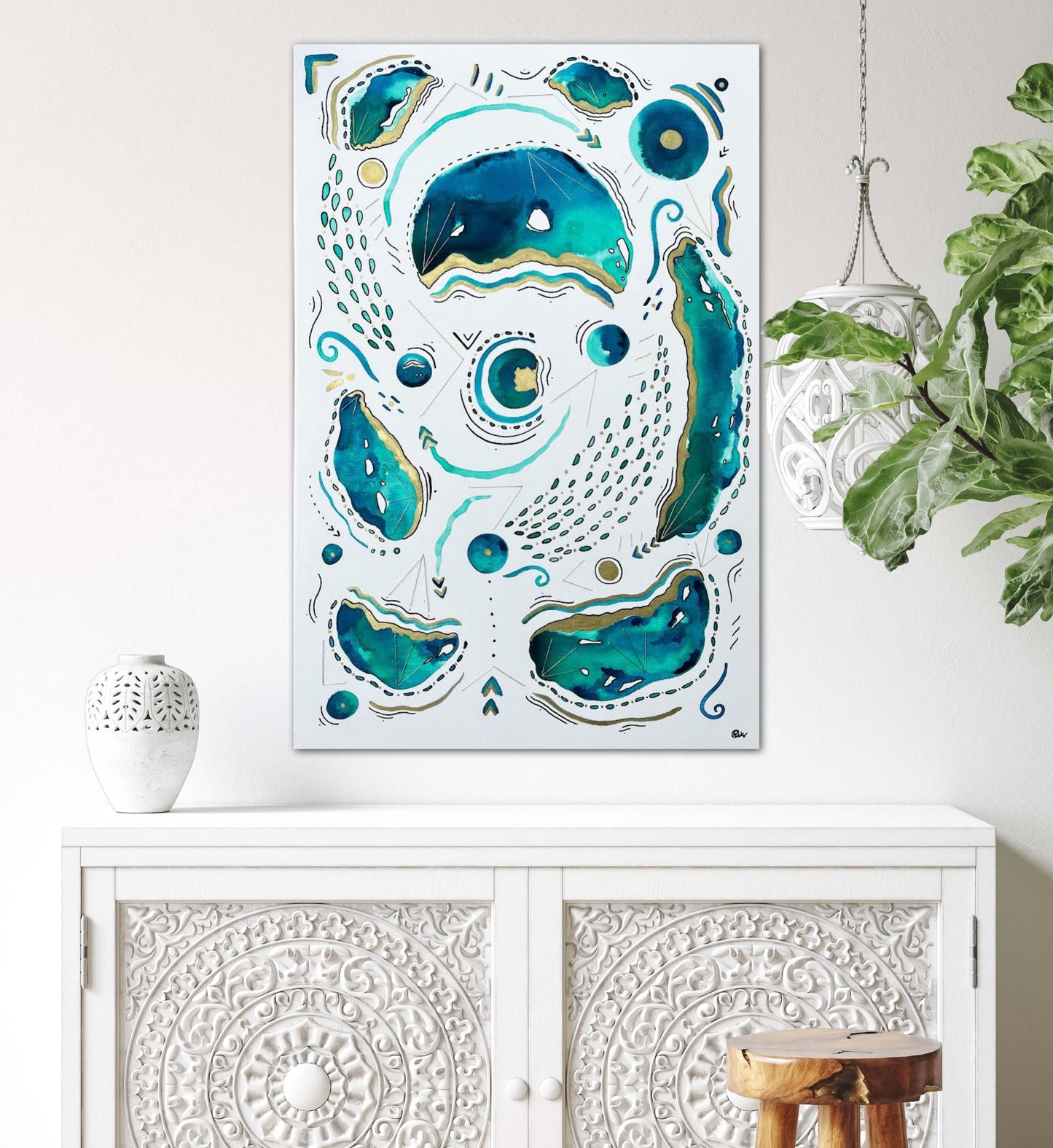 Amado's Reef Abstract Embellished Fine Art Print - Signed By The Artist