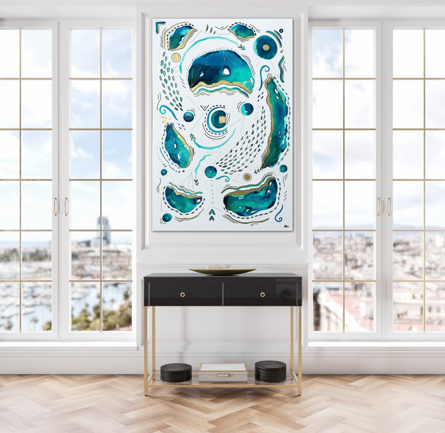 Amado's Reef Abstract Embellished Fine Art Print - Signed By The Artist