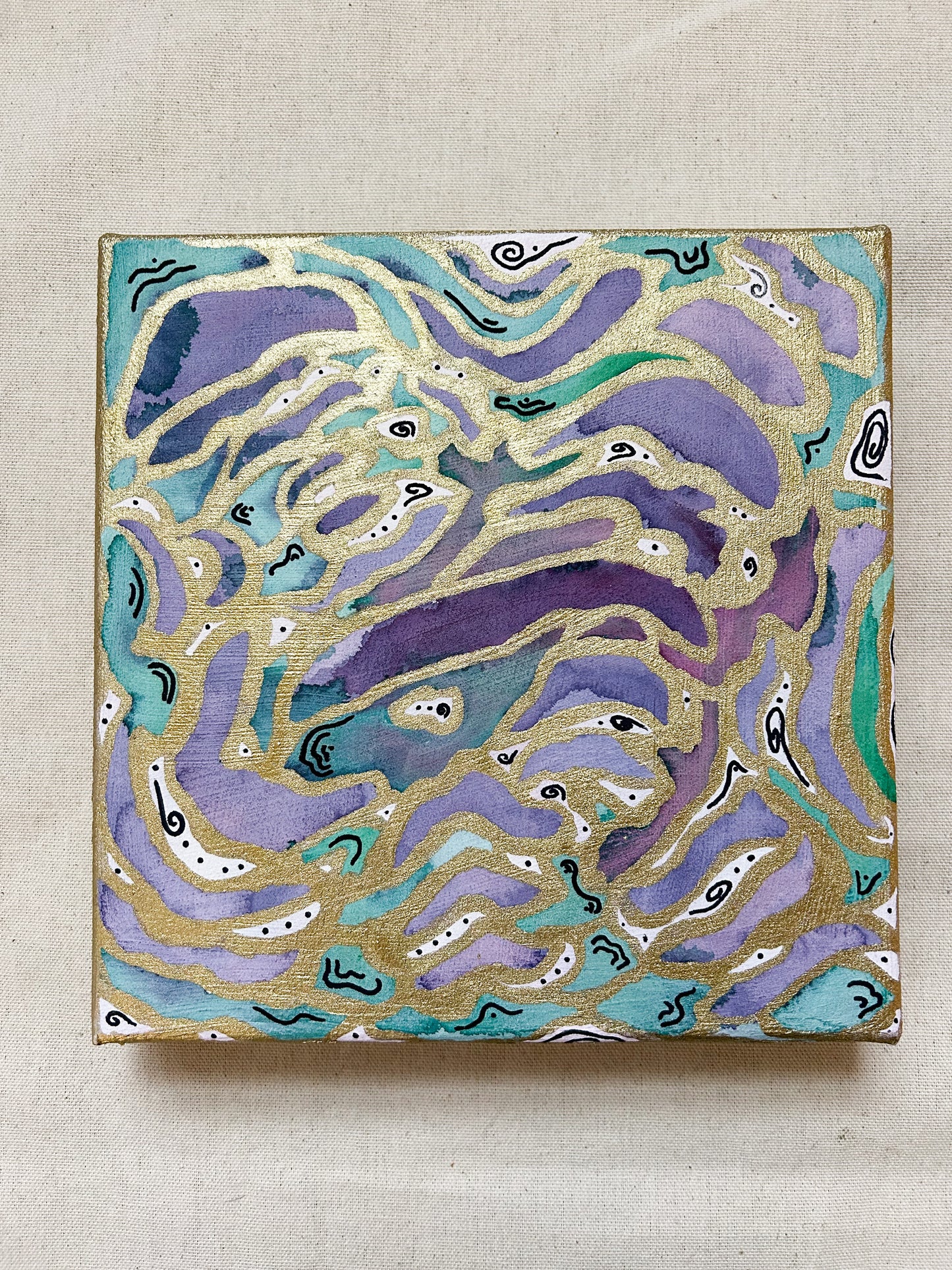 "Terraces No. 3" Original 8x8 Painting