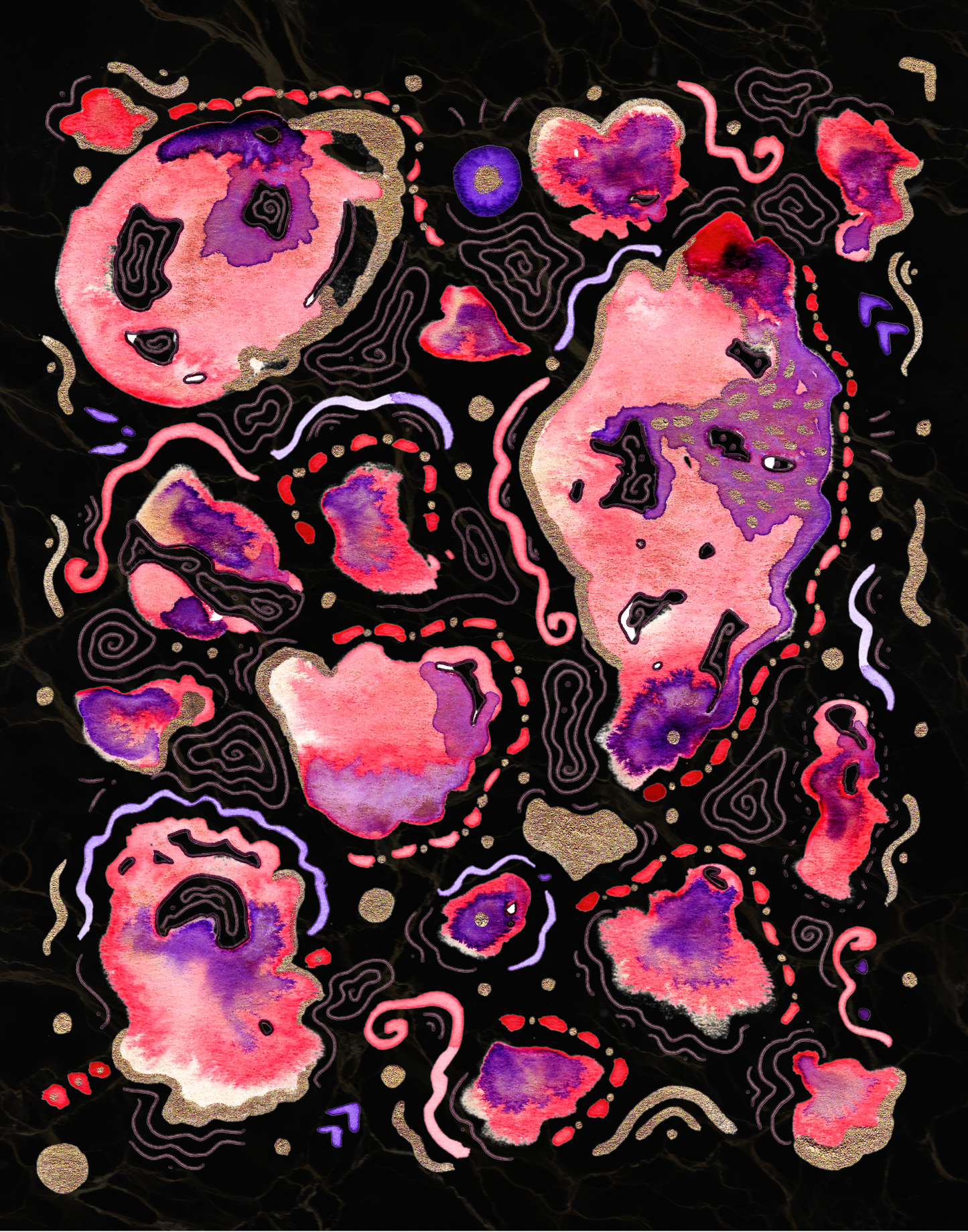 Ltd Edition Mind on Fire (Dark) Abstract Embellished Art Print - Signed By the Artist