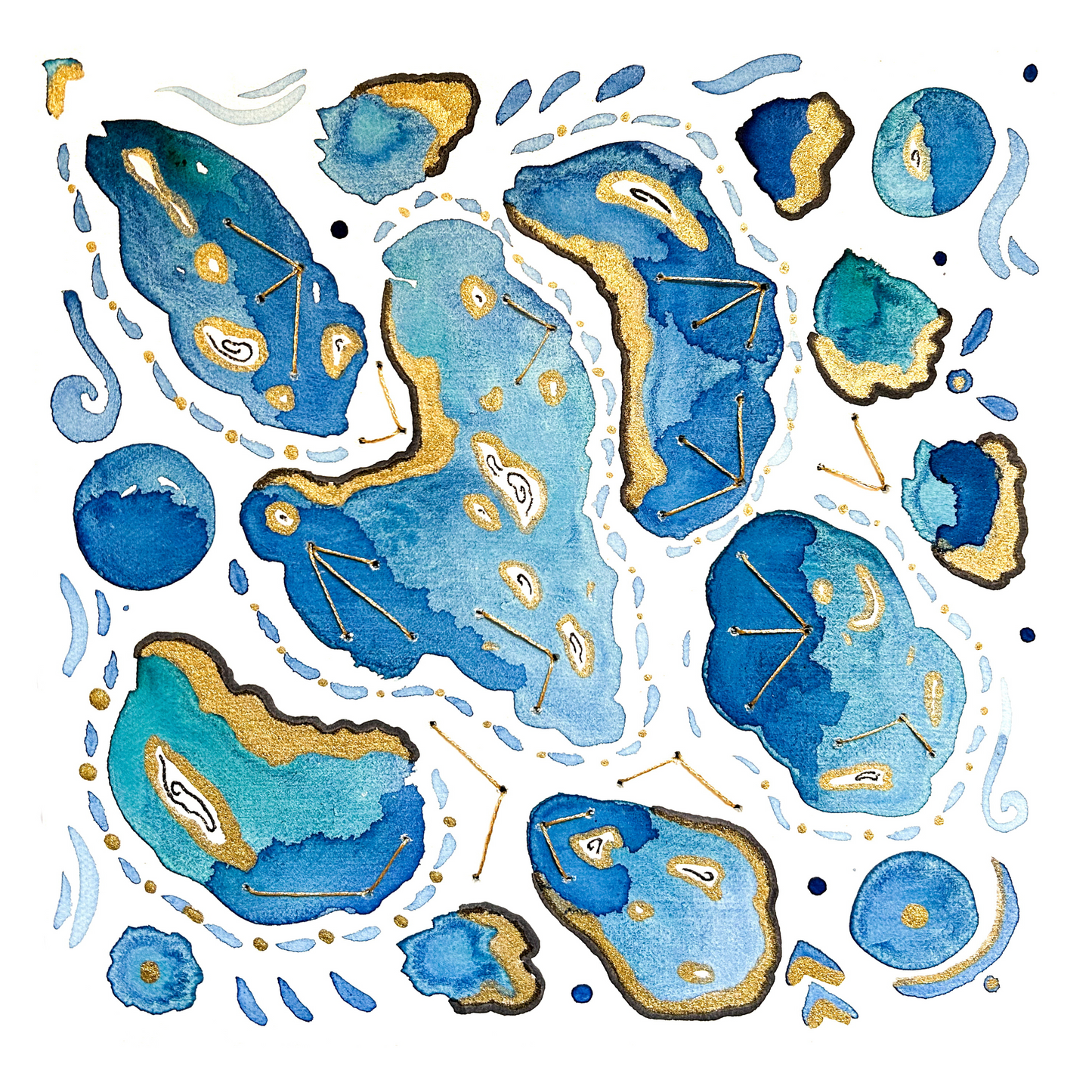 'Blue Shoals' Embellished Art Print - Signed By the Artist - Limited Edition