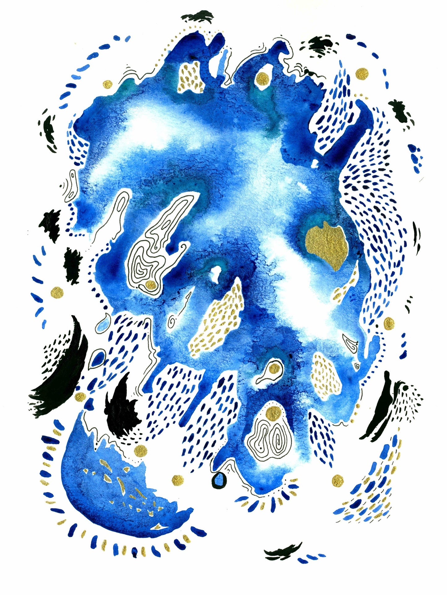 Lagoon Abstract Embellished Art Print - Signed By the Artist