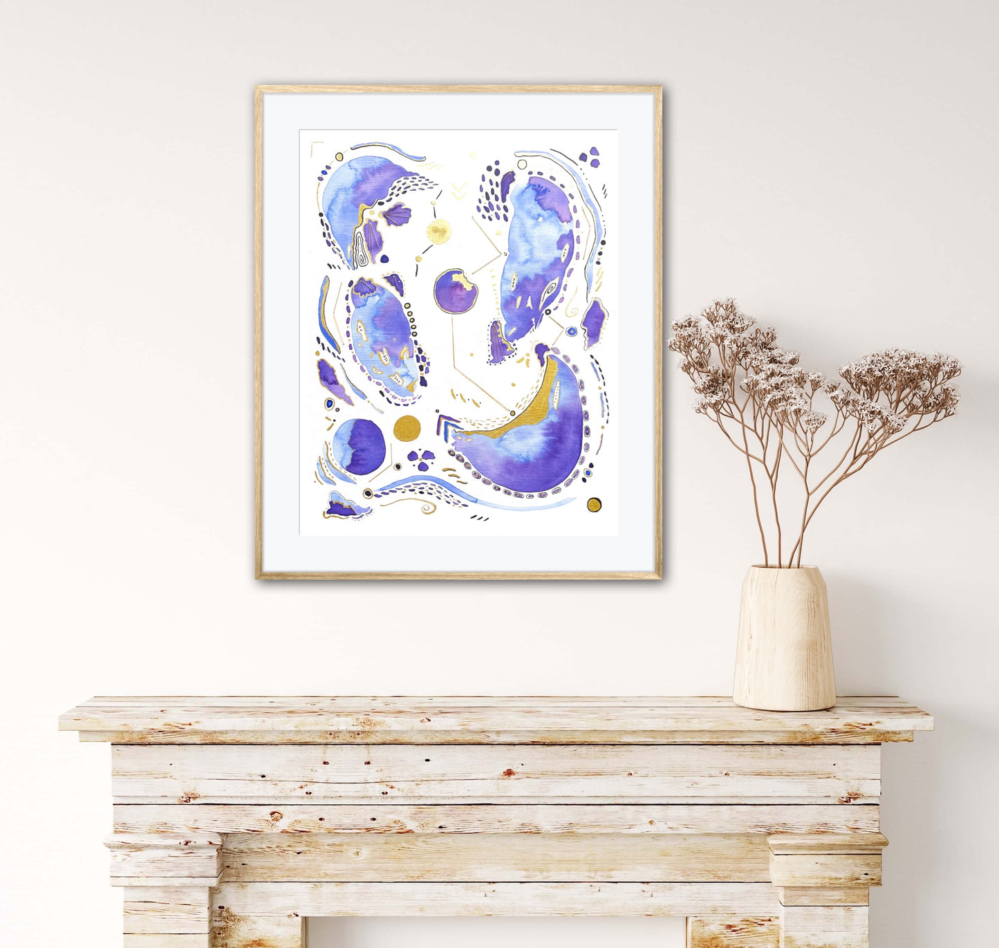 Cosmic Ocean Abstract Embellished Art Print - Signed By the Artist