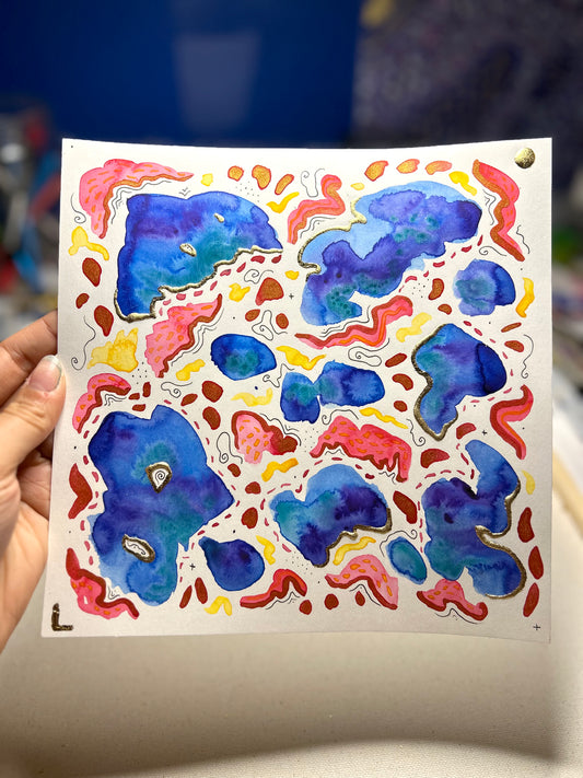 Map Fragment - Original 8x8 Painting