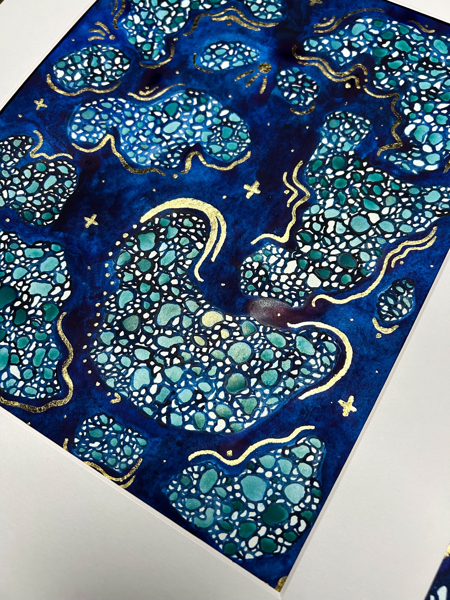 ‘Celestial Symbiosis’ - Original Painting on Paper - 8x10 - Matted in White