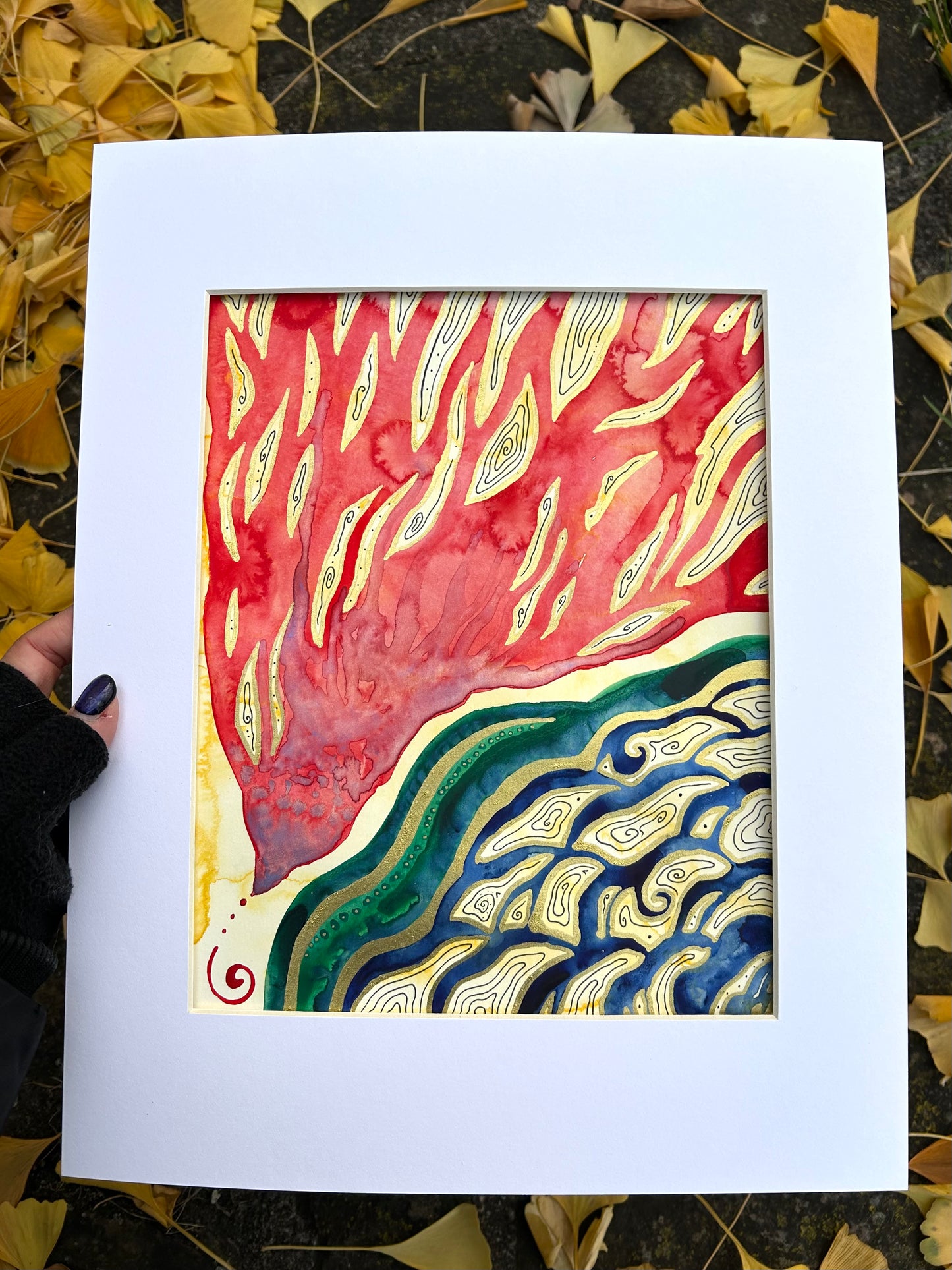 ‘Flame’ - Original Watercolor Painting on Paper - 8x10 - Matted in White