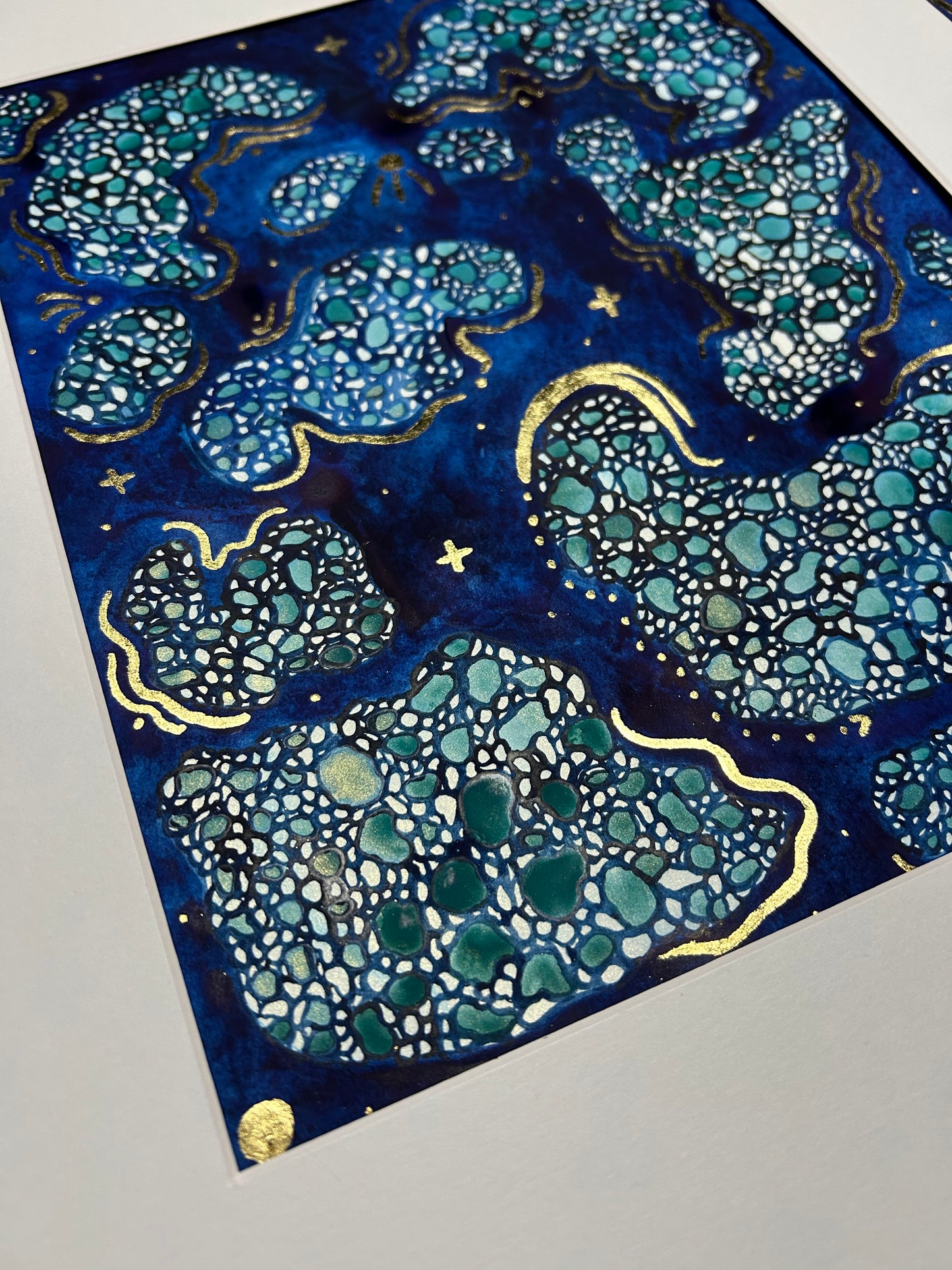 ‘Celestial Symbiosis’ - Original Painting on Paper - 8x10 - Matted in White