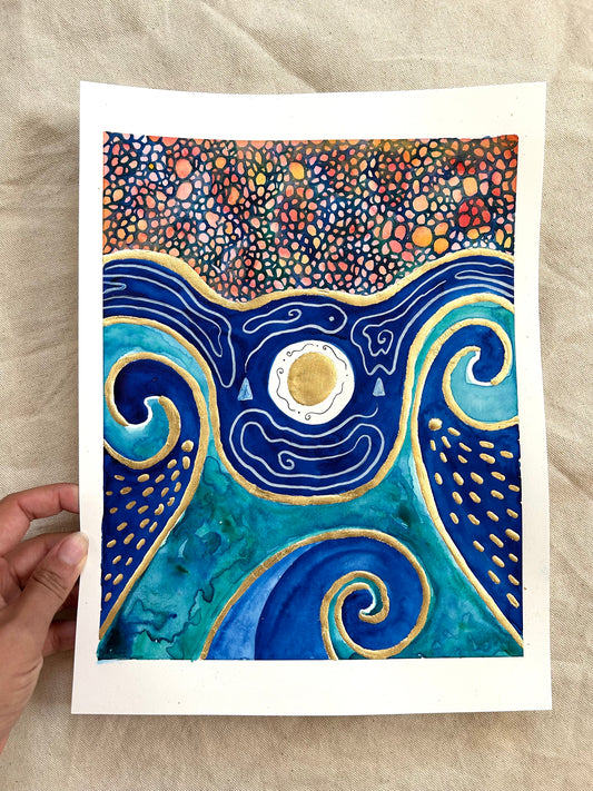 ‘Vessel of the Sacred High Waters No.2’ - Original 8x10 Painting - Matted to 11x14