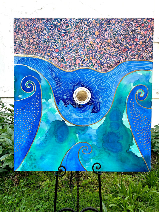 ‘Vessel of the Sacred High Waters’ - Original 36x40 Painting - Taino Art