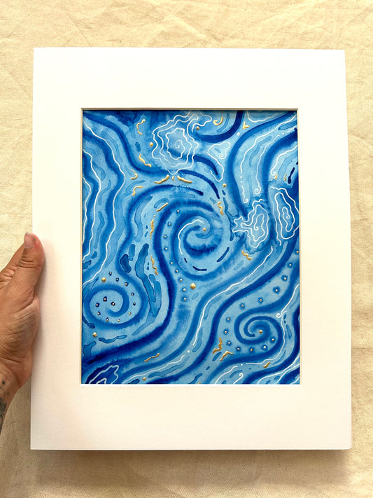 ‘Ancient Water No.4’ - Original 8x10 Painting Matted in White