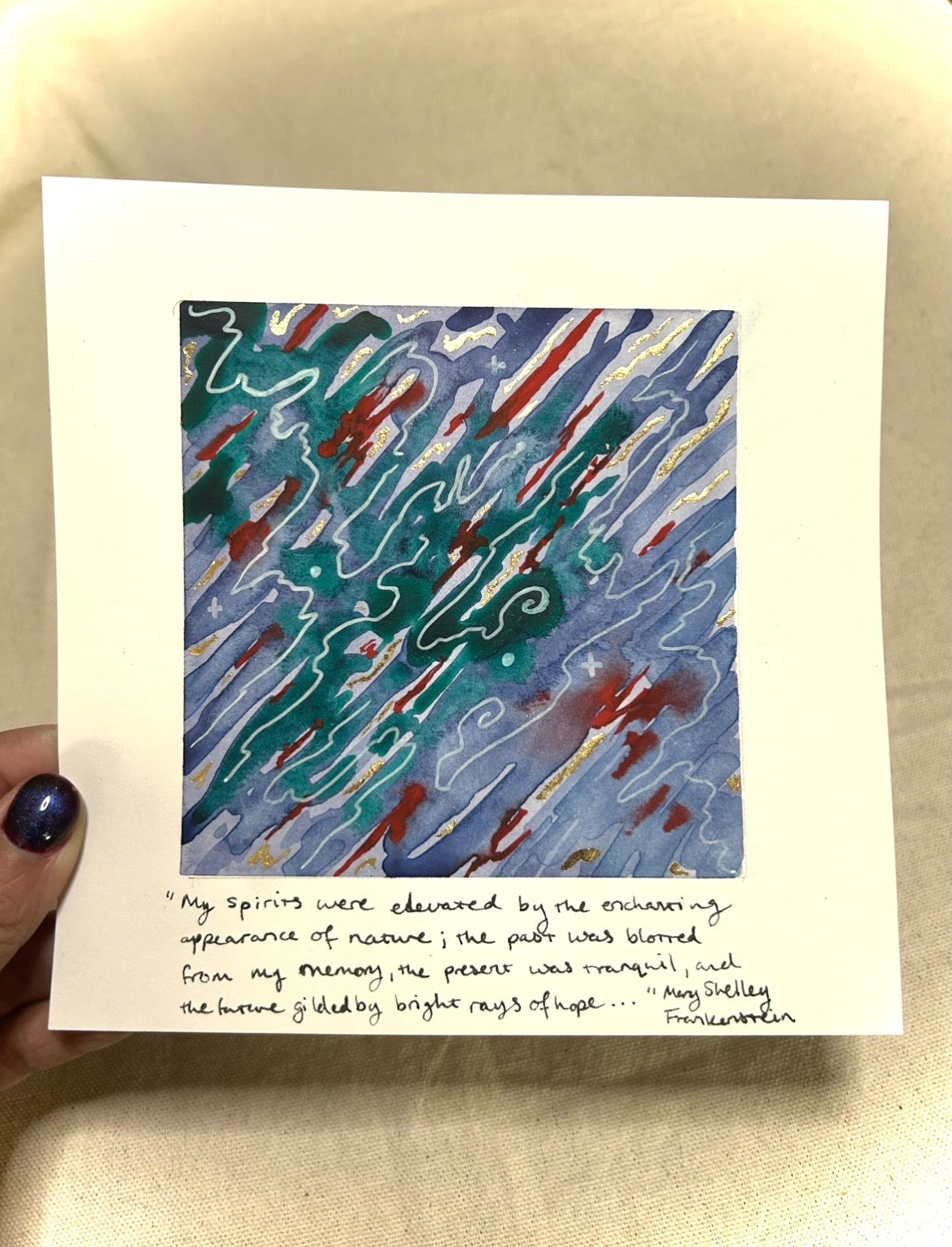 Frankenstein Quote - Literary Map - Original 6x6 Painting