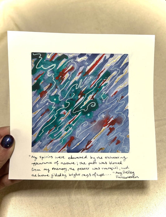 Frankenstein Quote - Literary Map - Original 6x6 Painting