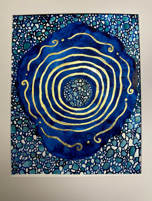 ‘Survival At The Center’ - Original Watercolor Painting on Paper - 8x10 - Matted in White