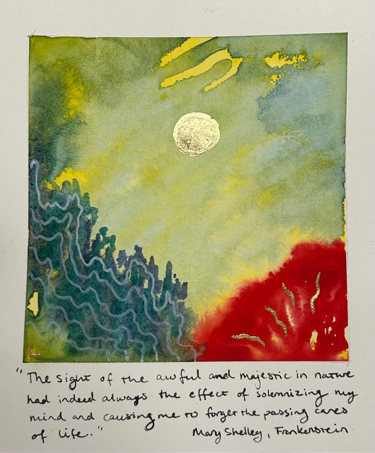 Frankenstein Quote - Literary Map - Original 6x6 Painting