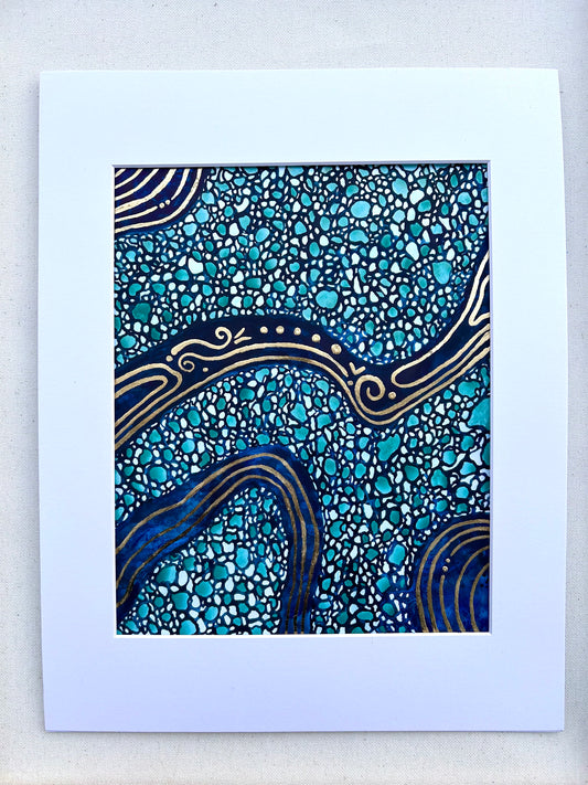 ‘Symbiotic Journey’ - Original Watercolor Painting on Paper - 8x10 - Matted in White