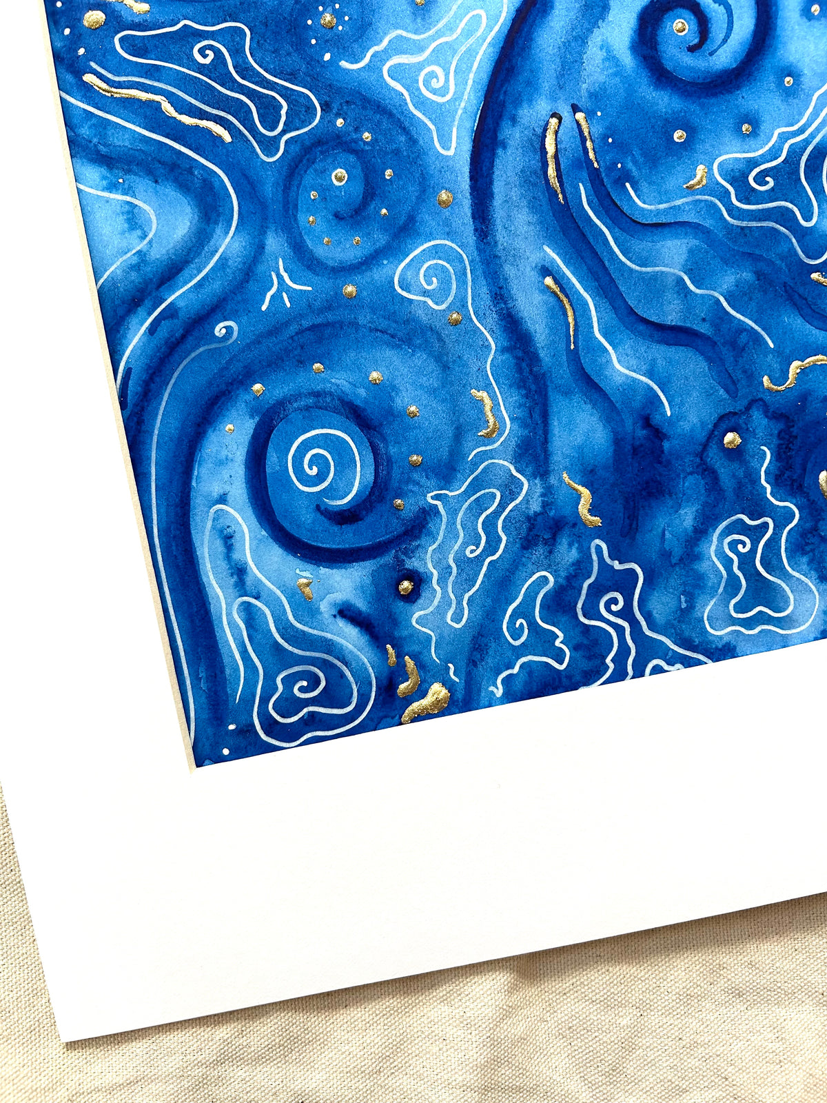 ‘Ancient Water No. 5’ - Original 8x10 Painting Matted in White