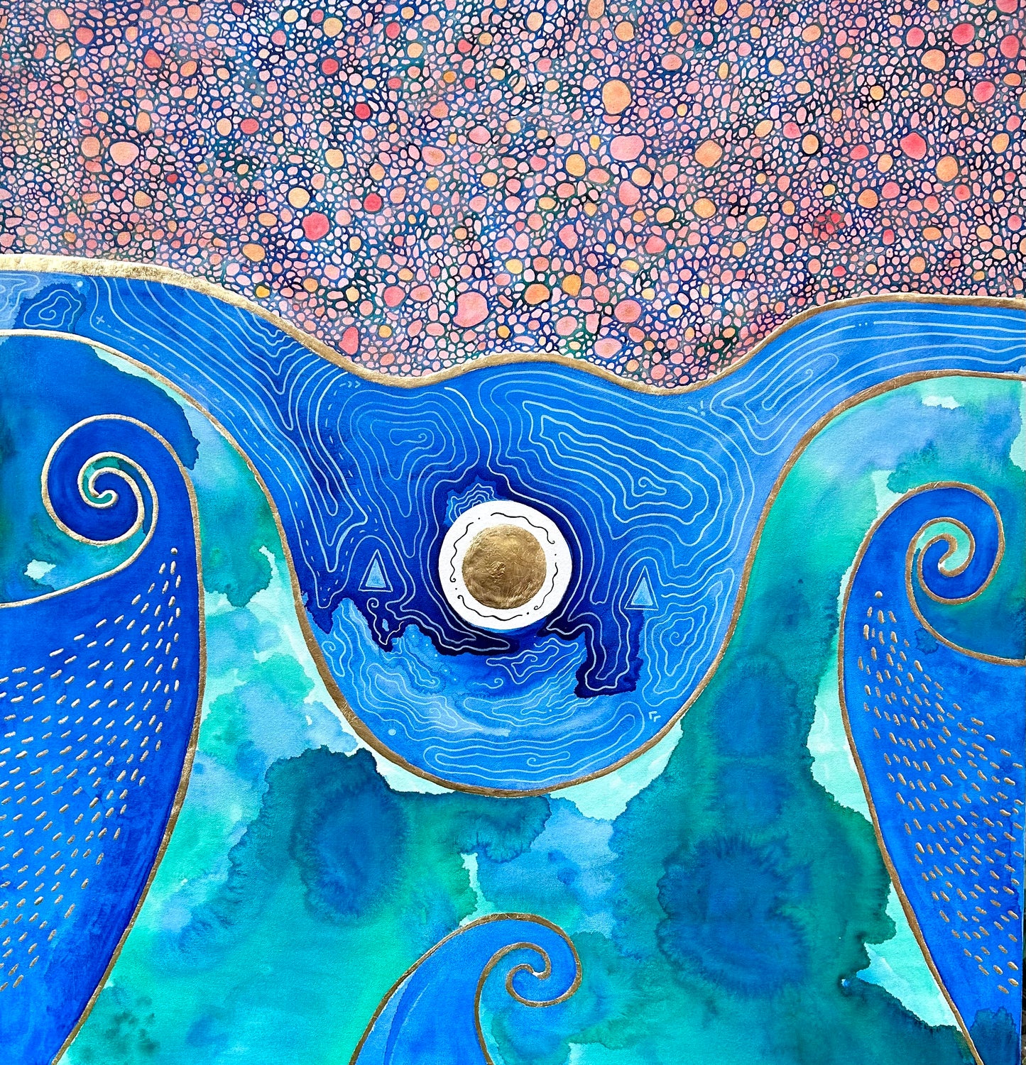‘Vessel of the Sacred High Waters’ - Original 36x40 Painting - Taino Art