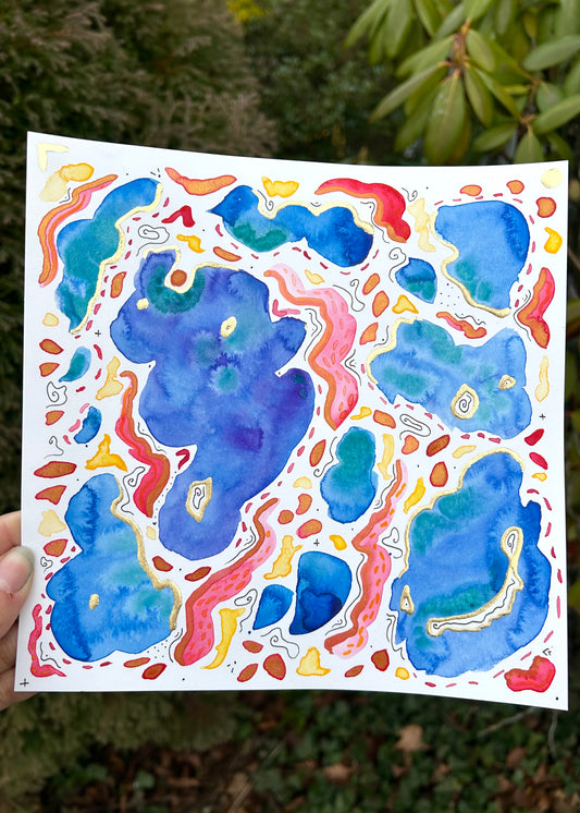 Map Fragment - Original 8x8 Painting