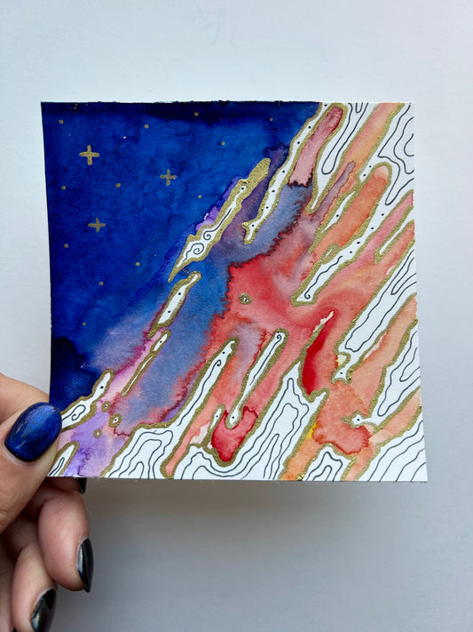 ‘Cosmic Sunset No.9’ - Original 4x4 Painting