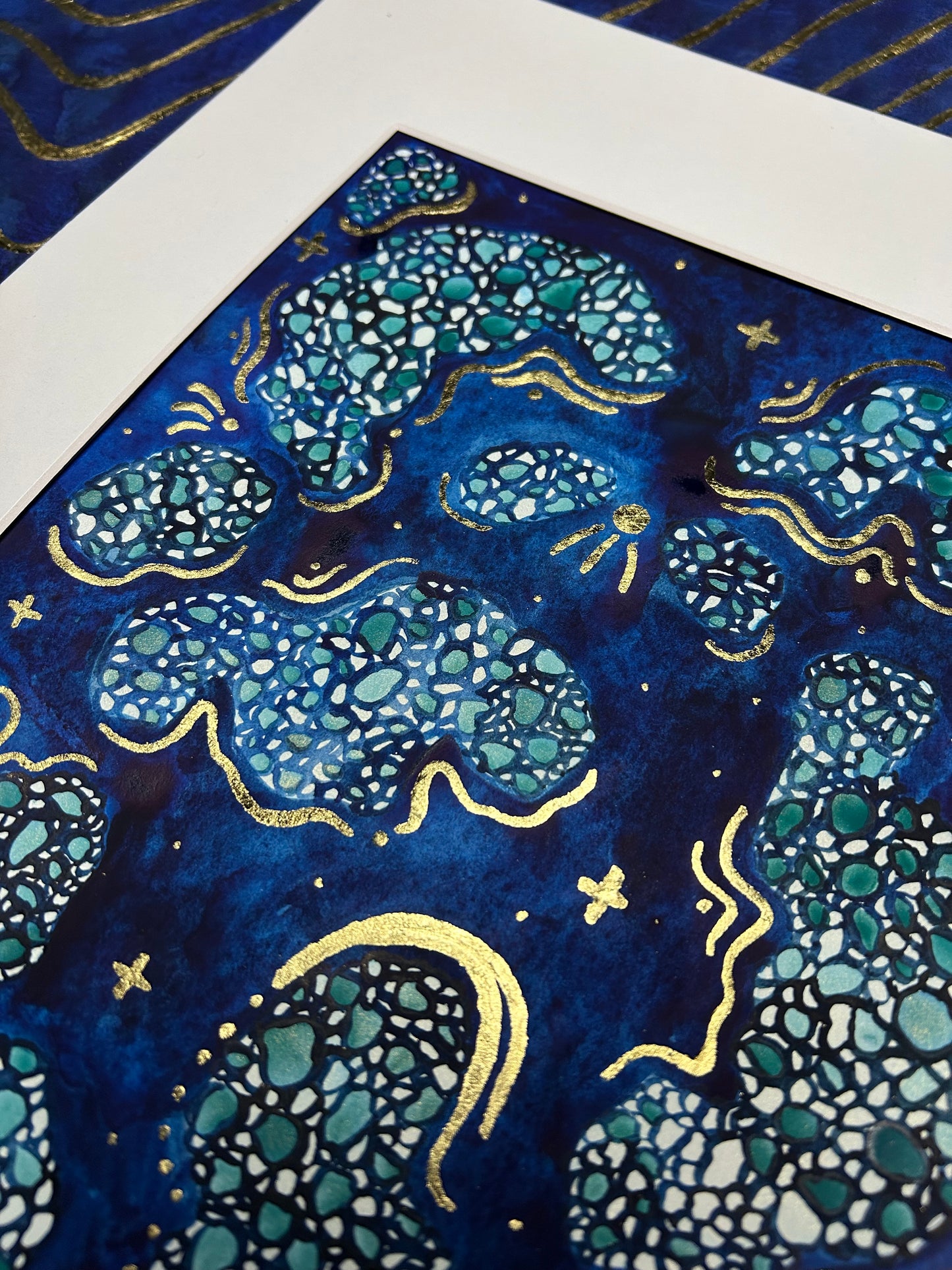 ‘Celestial Symbiosis’ - Original Painting on Paper - 8x10 - Matted in White