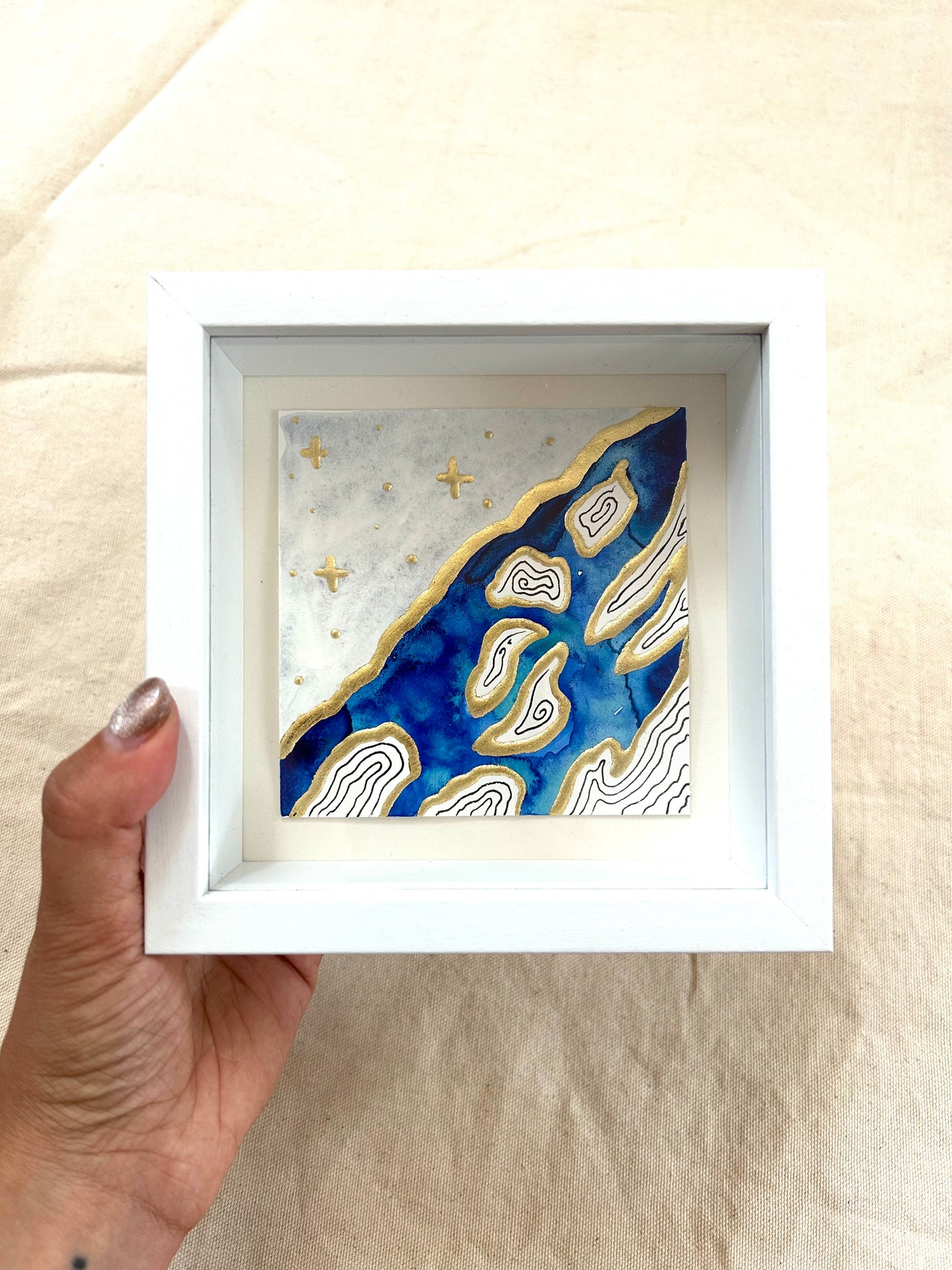 Map Fragment - Original Framed 4x4 Painting