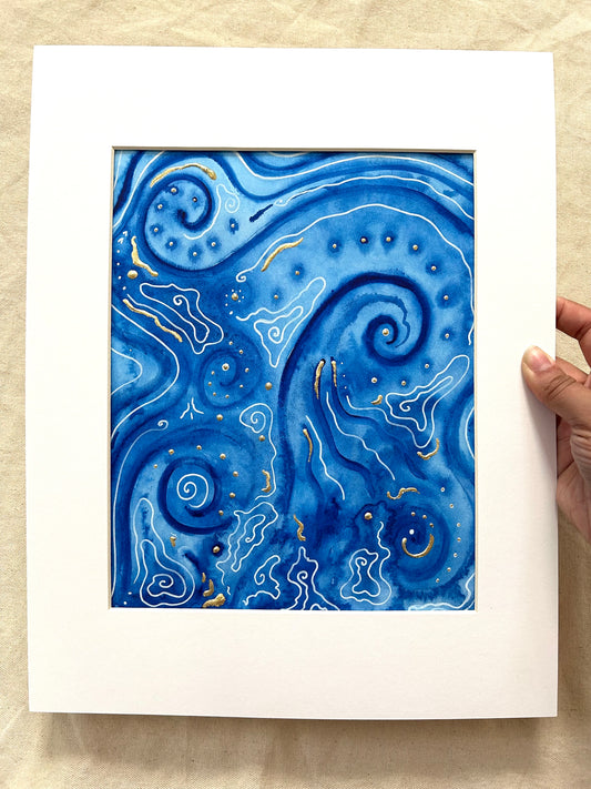 ‘Ancient Water No. 5’ - Original 8x10 Painting Matted in White