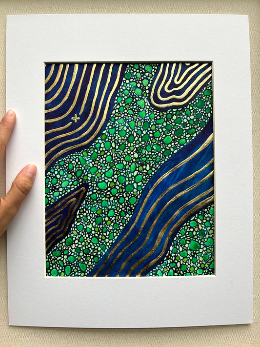 ‘Mutual Cartography No.3’ - Original 8x10 Painting - Matted to 11x14