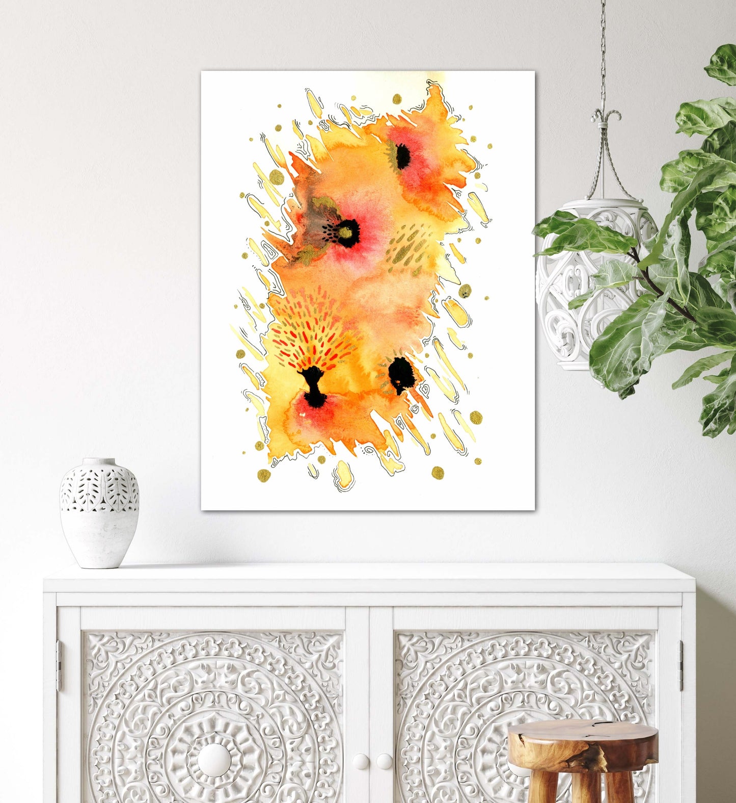 Burst Abstract Embellished Art Print - Signed By the Artist