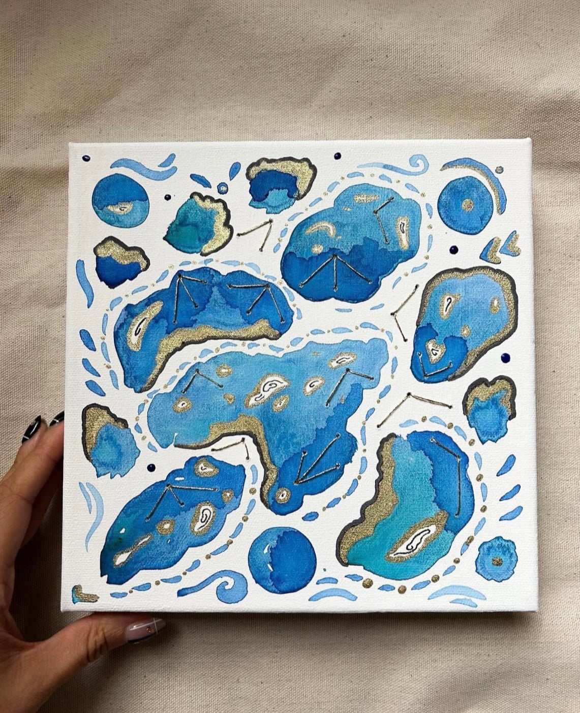 'Blue Shoals' - Original 8x8 Painting