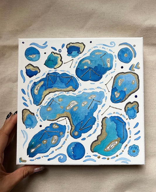 'Blue Shoals' - Original 8x8 Painting