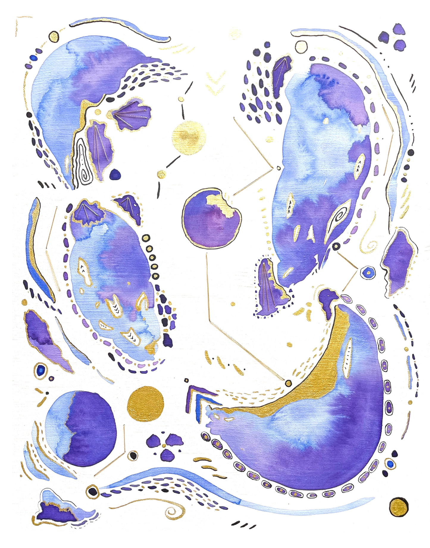 Cosmic Ocean Abstract Embellished Art Print - Signed By the Artist