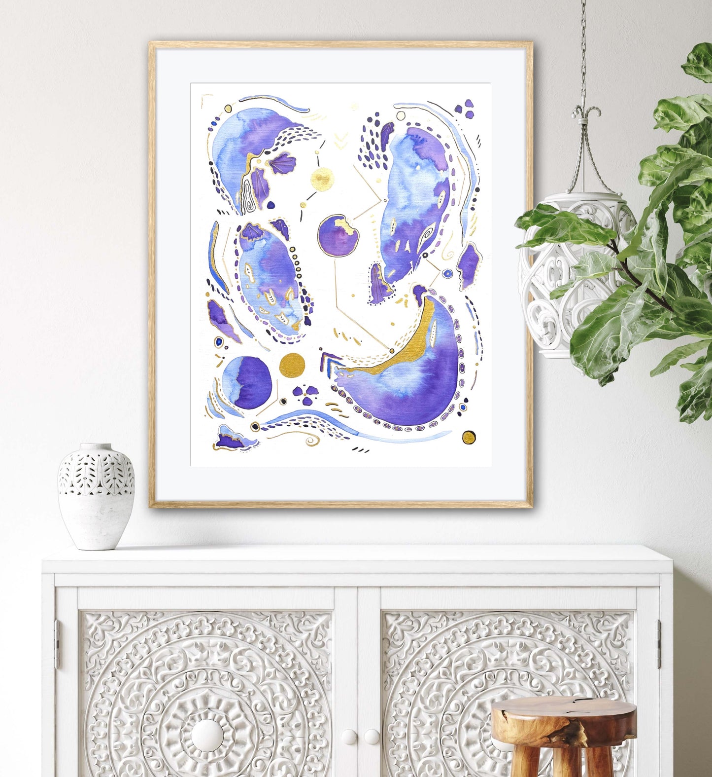 Cosmic Ocean Abstract Embellished Art Print - Signed By the Artist